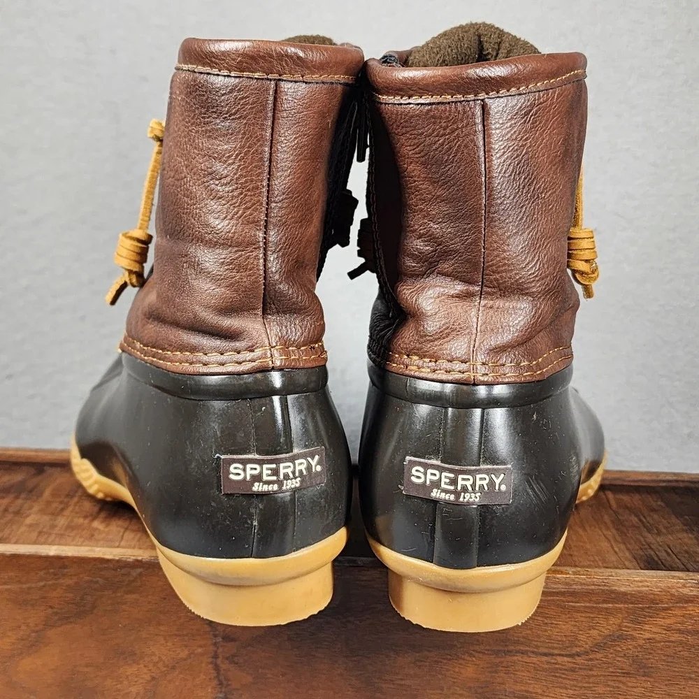 Sperry Saltwater Duck Boots‎ Womens 7.5 to 8 Girls 6 Brown Waterproof Rain Shoes
